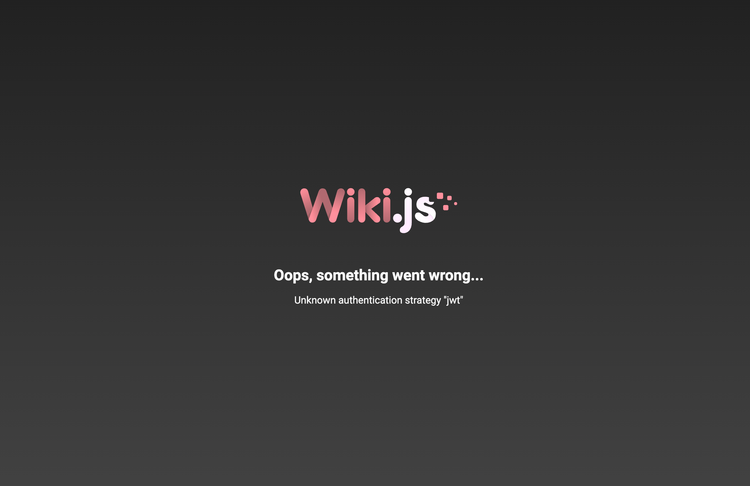 Wiki.js のエラー画面